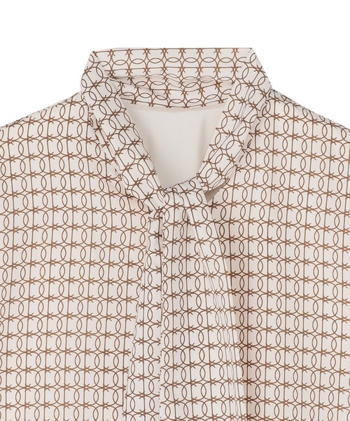 TOKYO SHIRTS（トウキョウシャツ）の「ボウタイプリントブラウス 五分袖（シャツ/ブラウス・レディース・ネイビー/ベージュ・S/M/L）」の7枚目の写真