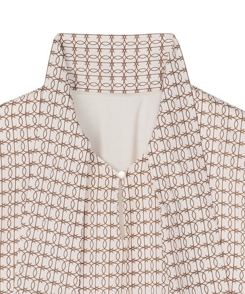 TOKYO SHIRTS（トウキョウシャツ）の「ボウタイプリントブラウス 五分袖（シャツ/ブラウス・レディース・ネイビー/ベージュ・S/M/L）」の8枚目の写真