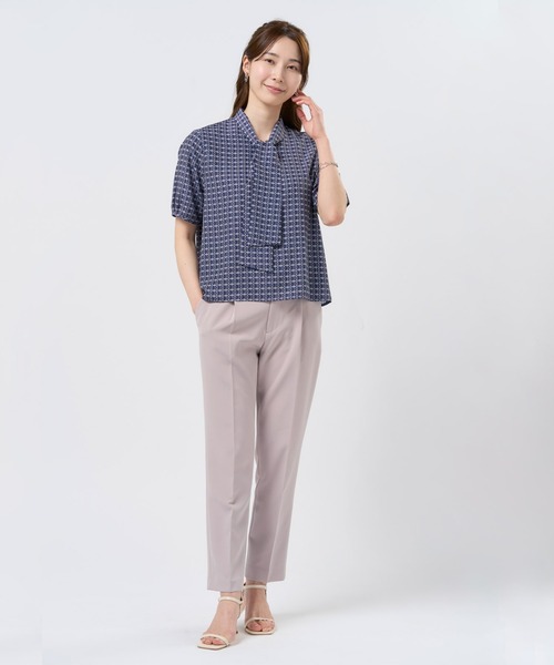 TOKYO SHIRTS（トウキョウシャツ）の「ボウタイプリントブラウス 五分袖（シャツ/ブラウス・レディース・ネイビー/ベージュ・S/M/L）」の11枚目の写真