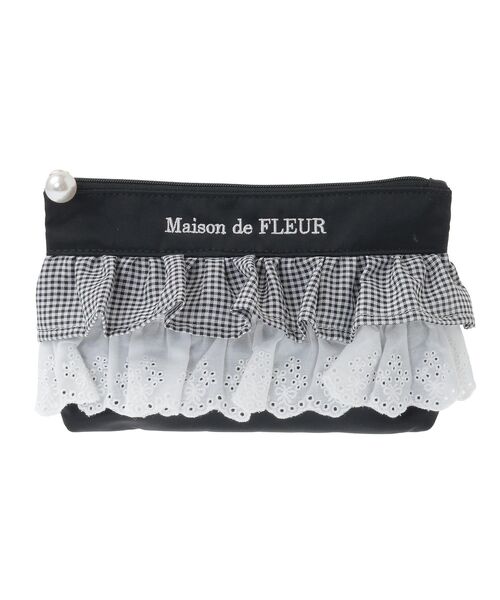 Maison de FLEUR（メゾンドフルール）の「フロントフリルポーチ（ポーチ・レディース・ブラック/ピンク・FREE）」の14枚目の写真
