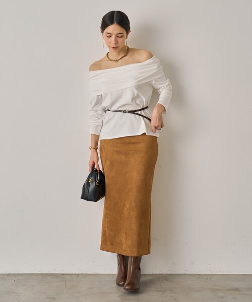 LOUNGEDRESS（ラウンジドレス）の「フェイクスウェードスカート（スカート・レディース・キャメル/ベージュ・SMALL/MEDIUM）」の4枚目の写真