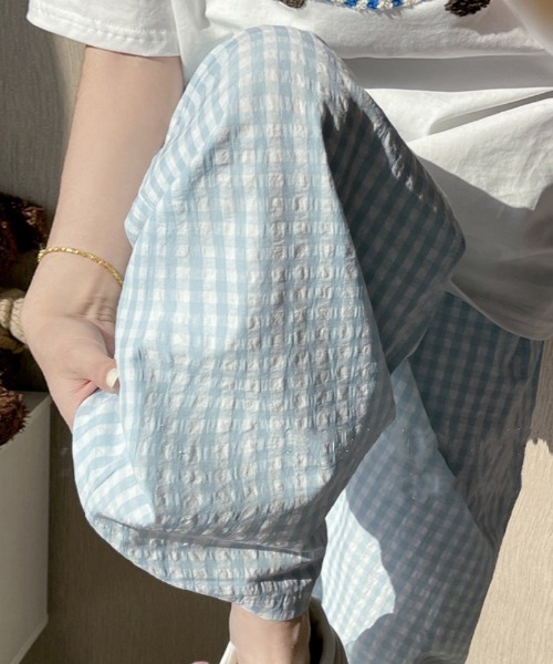 Ritzy(リッツィー)の「チェック柄 リラックスワイドパンツ(その他パンツ・レディース・ブラック/ブルー/サックスブルー/ピンク・M/L/S)」の8枚目の写真