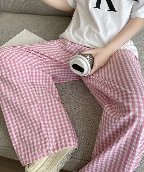 Ritzy(リッツィー)の「チェック柄 リラックスワイドパンツ(その他パンツ・レディース・ブラック/ブルー/サックスブルー/ピンク・M/L/S)」の13枚目の写真