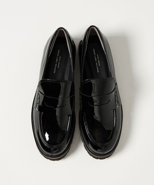 新品未使用 greenlabelrelaxing ローファー 25.5 本革 黒 チャンキー ローファー / シューズ 撥水（ローファー）｜green