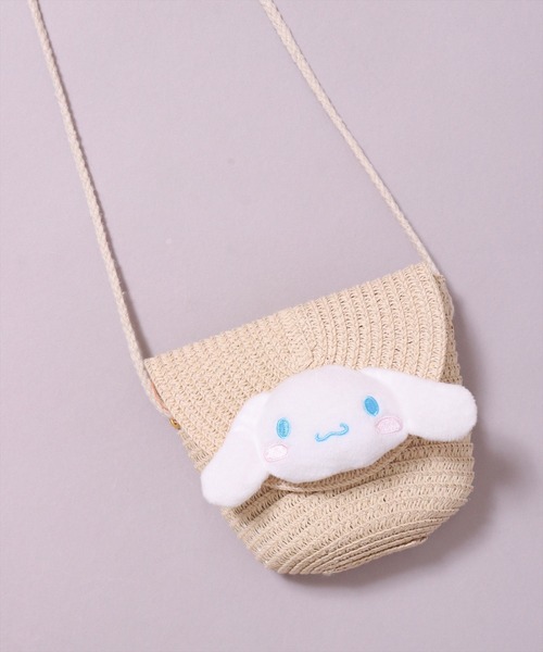 【バックル付きショルダーバッグ】 おしゃれなストロー素材 セール】(SK)【sanrio】ストロー素材ミニ フラップ ショルダー