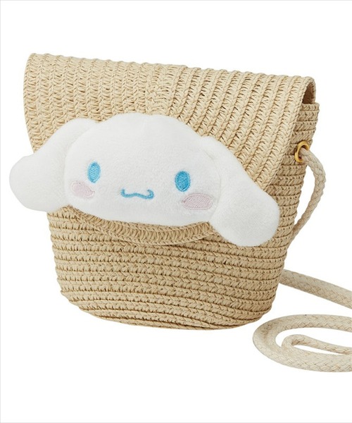 【バックル付きショルダーバッグ】 おしゃれなストロー素材 セール】(SK)【sanrio】ストロー素材ミニ フラップ ショルダー