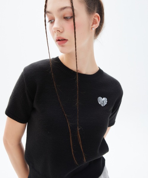 LUVISTRUE(ラヴイズトゥルー)の「PY LOGO WAPPEN KNIT(ニット/セーター・レディース・スカイブルー/ブラック・FREE)」の3枚目の写真