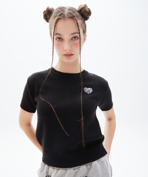 LUVISTRUE(ラヴイズトゥルー)の「PY LOGO WAPPEN KNIT(ニット/セーター・レディース・スカイブルー/ブラック・FREE)」の4枚目の写真