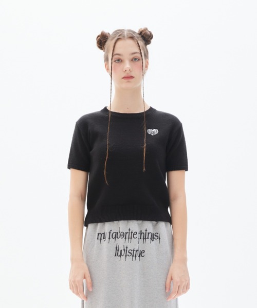 LUVISTRUE(ラヴイズトゥルー)の「PY LOGO WAPPEN KNIT(ニット/セーター・レディース・スカイブルー/ブラック・FREE)」の9枚目の写真