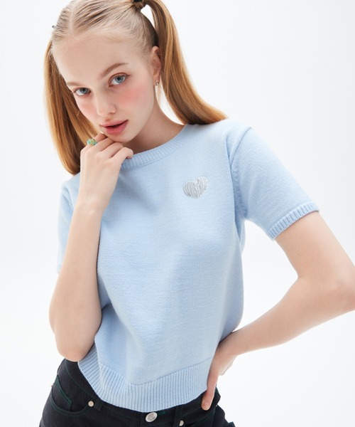 LUVISTRUE(ラヴイズトゥルー)の「PY LOGO WAPPEN KNIT(ニット/セーター・レディース・スカイブルー/ブラック・FREE)」の6枚目の写真