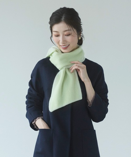 カシミヤ100％ニットマフラー　イタリー製　美品 カシミヤ100% ニット マフラー（マフラー）｜sankyo shokai