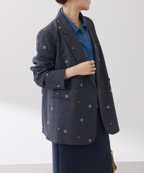 コラージュガリャルダガランテ　ウールライクダブルジャケット　ネイビー COLLAGE GALLARDAGALANTE｜ウールライクダブルジャケット