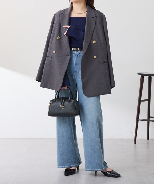 美品✨コラージュガリャルダガランテ　ウールライクダブルジャケット　金釦　グレー COLLAGE GALLARDAGALANTE（コラージュ ガリャルダガランテ