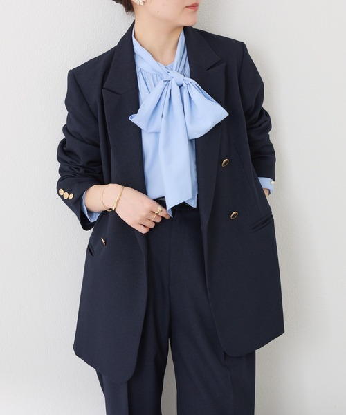 メタル釦ダブルジャケット/ウールライク/セットアップ可/WEB限定カラー