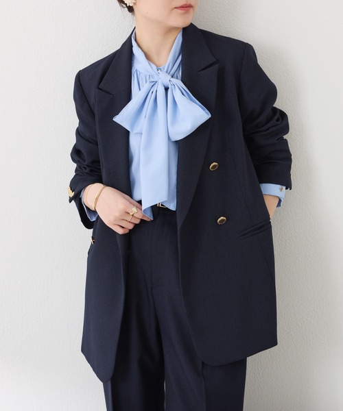 メタル釦ダブルジャケット/ウールライク/セットアップ可/WEB限定カラー
