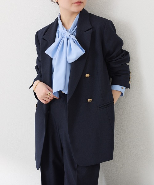 メタル釦ダブルジャケット/ウールライク/セットアップ可/WEB限定カラー