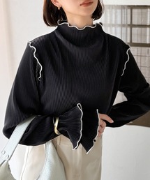 classicalelf(クラシカルエルフ)の袖のニュアンスで魅せる♪前後2way袖フリル配色メロウプリーツトップス(長袖)(Tシャツ/カットソー)