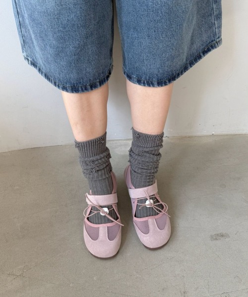 SANSeLF（サンセルフ）の「【SANSeLF】 メッシュストラップスニーカー リボンコードデザイン ローカット 軽量ソール sas25a002（その他シューズ・レディース・アイボリー/ピンク・37/36/39/38）」の4枚目の写真