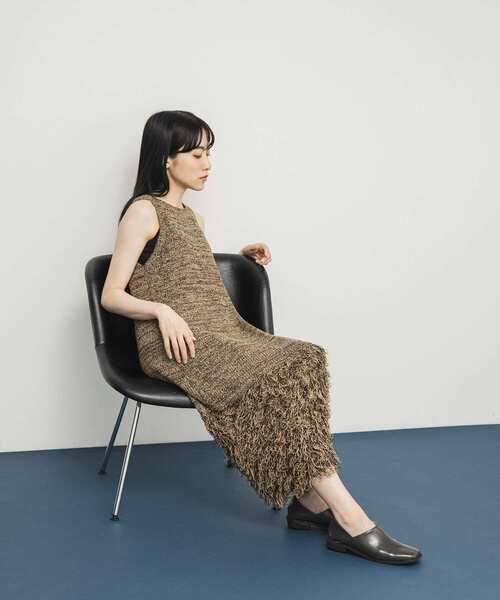 KBF（ケイビーエフ）の「ループフリンジニットワンピース（ワンピース・レディース・グレー系その他/ベージュ系その他・ONE）」の9枚目の写真