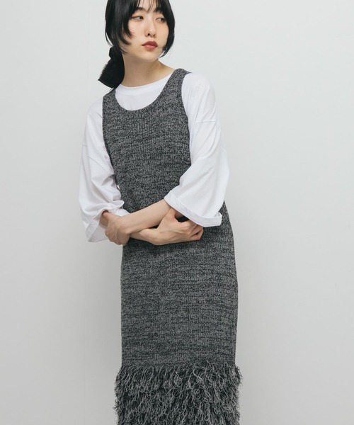 KBF（ケイビーエフ）の「ループフリンジニットワンピース（ワンピース・レディース・グレー系その他/ベージュ系その他・ONE）」の10枚目の写真