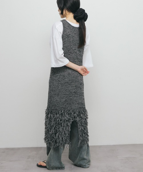 KBF（ケイビーエフ）の「ループフリンジニットワンピース（ワンピース・レディース・グレー系その他/ベージュ系その他・ONE）」の12枚目の写真