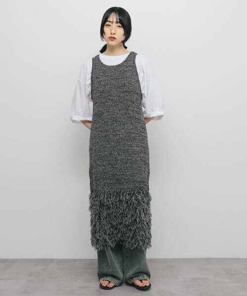 KBF（ケイビーエフ）の「ループフリンジニットワンピース（ワンピース・レディース・グレー系その他/ベージュ系その他・ONE）」の13枚目の写真