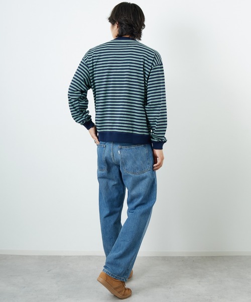 DANTON/ダントン] スウェットライク ワンポイントロゴボーダーロンT 