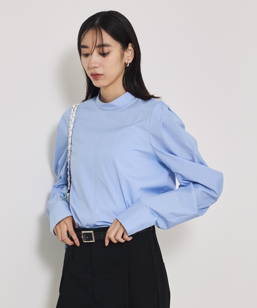 qualite（カリテ）の「カービースリーブブラウス（シャツ/ブラウス・レディース・ブルー/オフホワイト・フリー）」の6枚目の写真