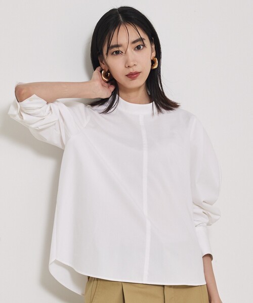 qualite（カリテ）の「カービースリーブブラウス（シャツ/ブラウス・レディース・ブルー/オフホワイト・フリー）」の4枚目の写真