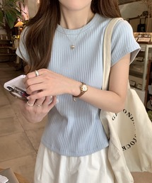 Doula Doula（ドゥーラドゥーラ）の「クルーネックリブTシャツ（Tシャツ/カットソー）」