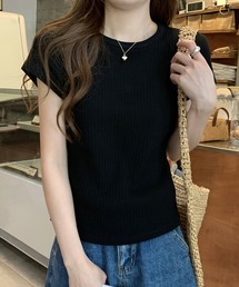 Doula Doula（ドゥーラドゥーラ）の「クルーネックリブTシャツ（Tシャツ/カットソー）」