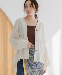 Vネックブラウスカーディガン/590647
