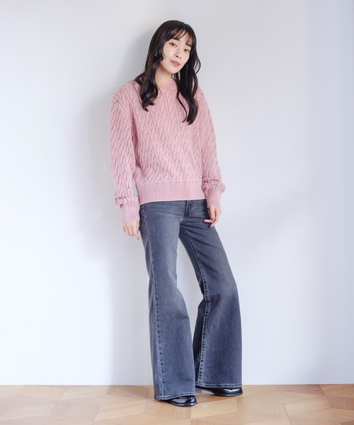 セール】ボーイフレンド ケーブルクルーネック プルオーバー（ニット
