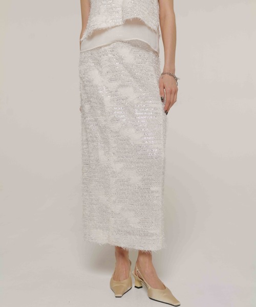 JOSE MOON(ジョゼムーン)の「TIGHT JACQUARD SKIRT/タイトジャガードスカート(スカート・レディース・ホワイト/ブラック・36/38)」の1枚目の写真