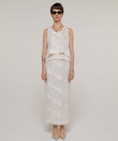 JOSE MOON(ジョゼムーン)の「TIGHT JACQUARD SKIRT/タイトジャガードスカート(スカート・レディース・ホワイト/ブラック・36/38)」の4枚目の写真