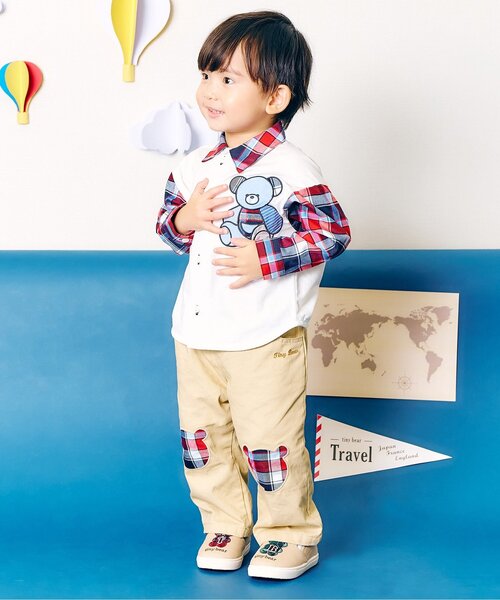 apres les cours（アプレレクール）の「tiny bear ストライプ&パッチワークシャツ（シャツ/ブラウス・キッズ・チェック/ストライプ・80/90/120/110/100）」の8枚目の写真