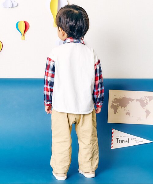 apres les cours（アプレレクール）の「tiny bear ストライプ&パッチワークシャツ（シャツ/ブラウス・キッズ・チェック/ストライプ・80/90/120/110/100）」の9枚目の写真