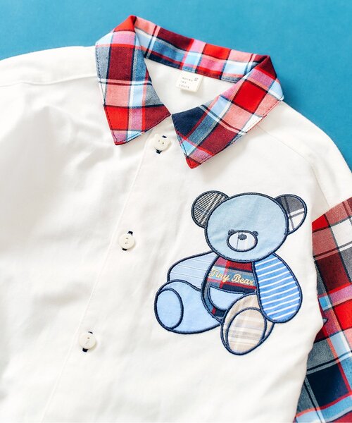 apres les cours（アプレレクール）の「tiny bear ストライプ&パッチワークシャツ（シャツ/ブラウス・キッズ・チェック/ストライプ・80/90/120/110/100）」の11枚目の写真
