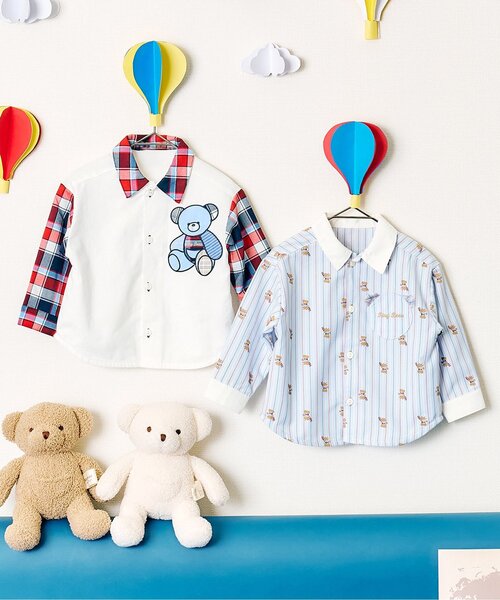 apres les cours（アプレレクール）の「tiny bear ストライプ&パッチワークシャツ（シャツ/ブラウス・キッズ・チェック/ストライプ・80/90/120/110/100）」の17枚目の写真
