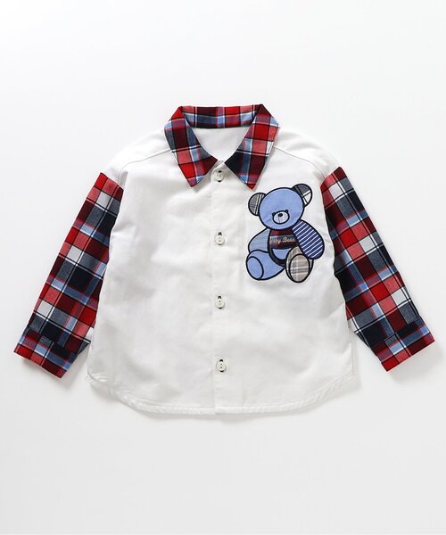 apres les cours（アプレレクール）の「tiny bear ストライプ&パッチワークシャツ（シャツ/ブラウス・キッズ・チェック/ストライプ・80/90/120/110/100）」の22枚目の写真