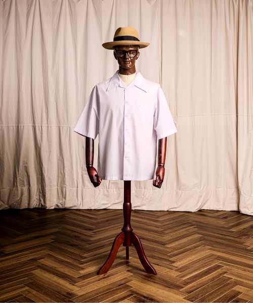 Coffee & Cigarettes(コーヒーアンドシガレッツ)の「7D22 ハーフスリーブ ワイドシャツ(シャツ/ブラウス・メンズ・ホワイト/ライトカーキ/パープル・M/L)」の10枚目の写真