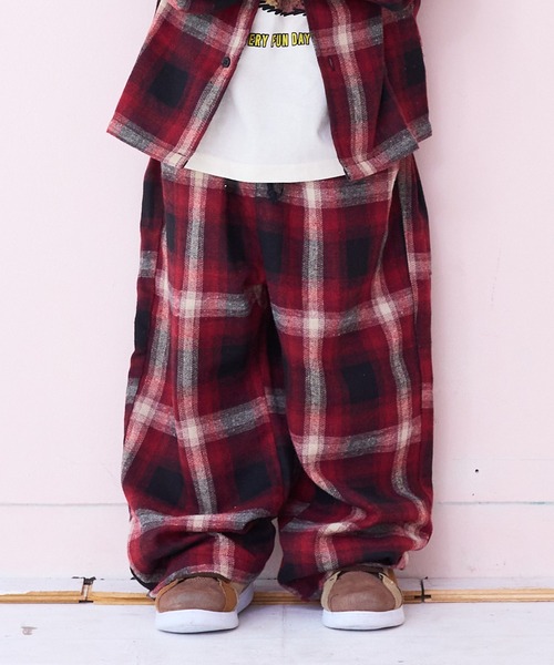 MARKEY'S(마키즈)의 「이지 와이드 체크 팬츠(그 외 팬츠)」｜레드계 그 외