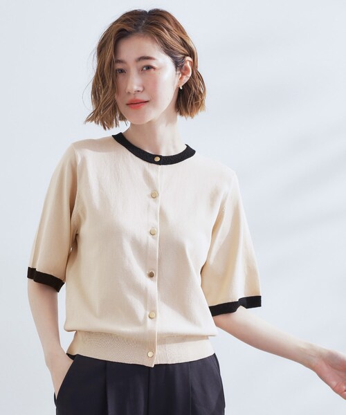 grove（グローブ）の「さらりと心地よい　大人のサマーニットカーディガン（カーディガン/ボレロ・レディース・ボルドー/ブラック/ナチュラル/グレー・02/03/01/05/04）」の4枚目の写真