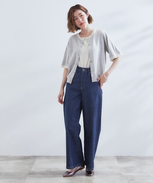 grove（グローブ）の「さらりと心地よい　大人のサマーニットカーディガン（カーディガン/ボレロ・レディース・ボルドー/ブラック/ナチュラル/グレー・02/03/01/05/04）」の6枚目の写真