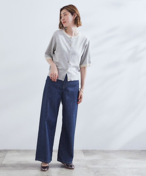 grove（グローブ）の「さらりと心地よい　大人のサマーニットカーディガン（カーディガン/ボレロ・レディース・ボルドー/ブラック/ナチュラル/グレー・02/03/01/05/04）」の7枚目の写真