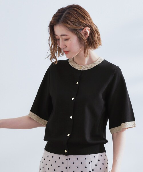 grove（グローブ）の「さらりと心地よい　大人のサマーニットカーディガン（カーディガン/ボレロ・レディース・ボルドー/ブラック/ナチュラル/グレー・02/03/01/05/04）」の9枚目の写真