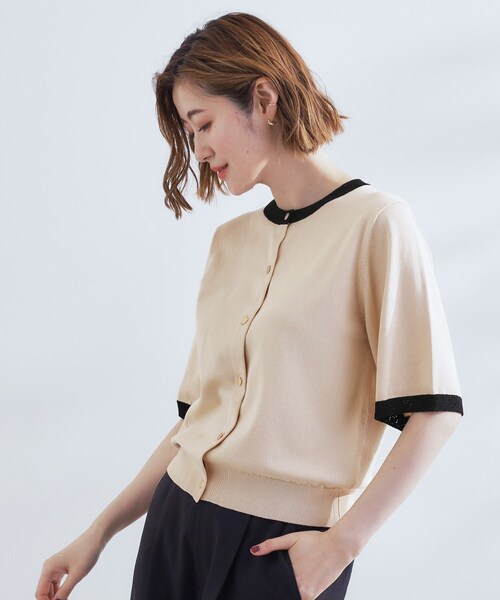 grove（グローブ）の「さらりと心地よい　大人のサマーニットカーディガン（カーディガン/ボレロ・レディース・ボルドー/ブラック/ナチュラル/グレー・02/03/01/05/04）」の13枚目の写真