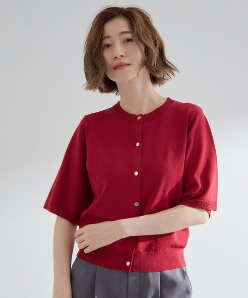grove（グローブ）の「さらりと心地よい　大人のサマーニットカーディガン（カーディガン/ボレロ・レディース・ボルドー/ブラック/ナチュラル/グレー・02/03/01/05/04）」の17枚目の写真