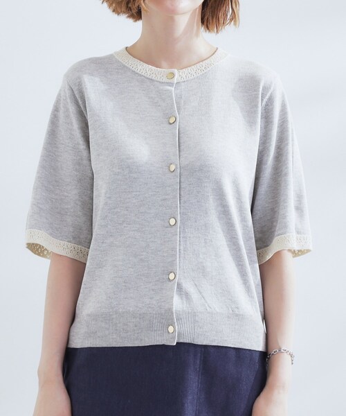 grove（グローブ）の「さらりと心地よい　大人のサマーニットカーディガン（カーディガン/ボレロ・レディース・ボルドー/ブラック/ナチュラル/グレー・02/03/01/05/04）」の21枚目の写真