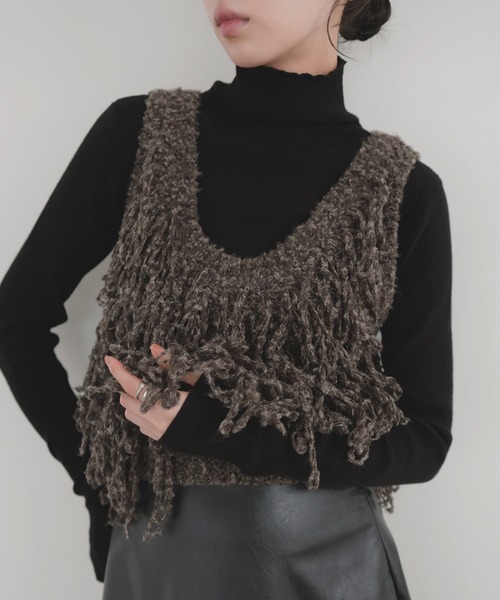 ガリャルダガランテ】フリンジニットベスト GALLARDAGALANTE